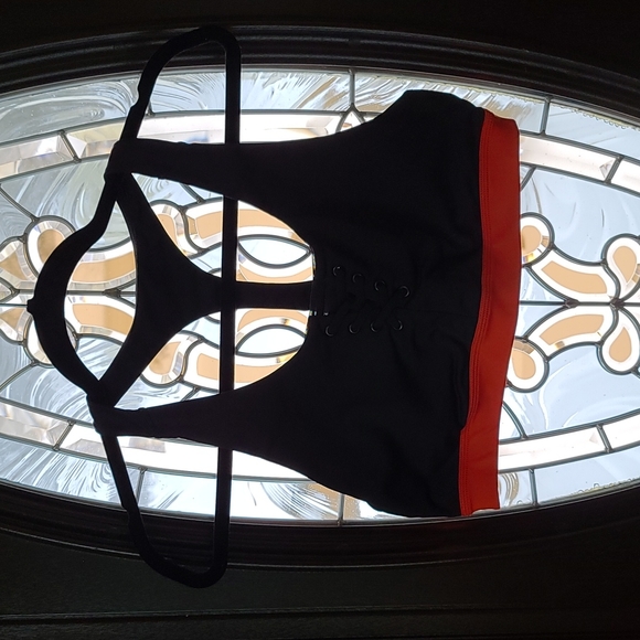 NWOT Zella Laced Sports Bra Size L Black & Red - Picture 6 of 12